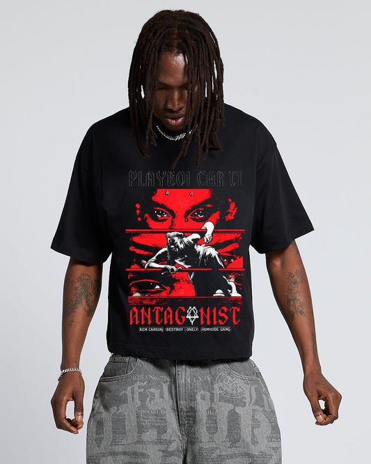 Playboi Carti Red Graphic Black Oversized T-Shirt
